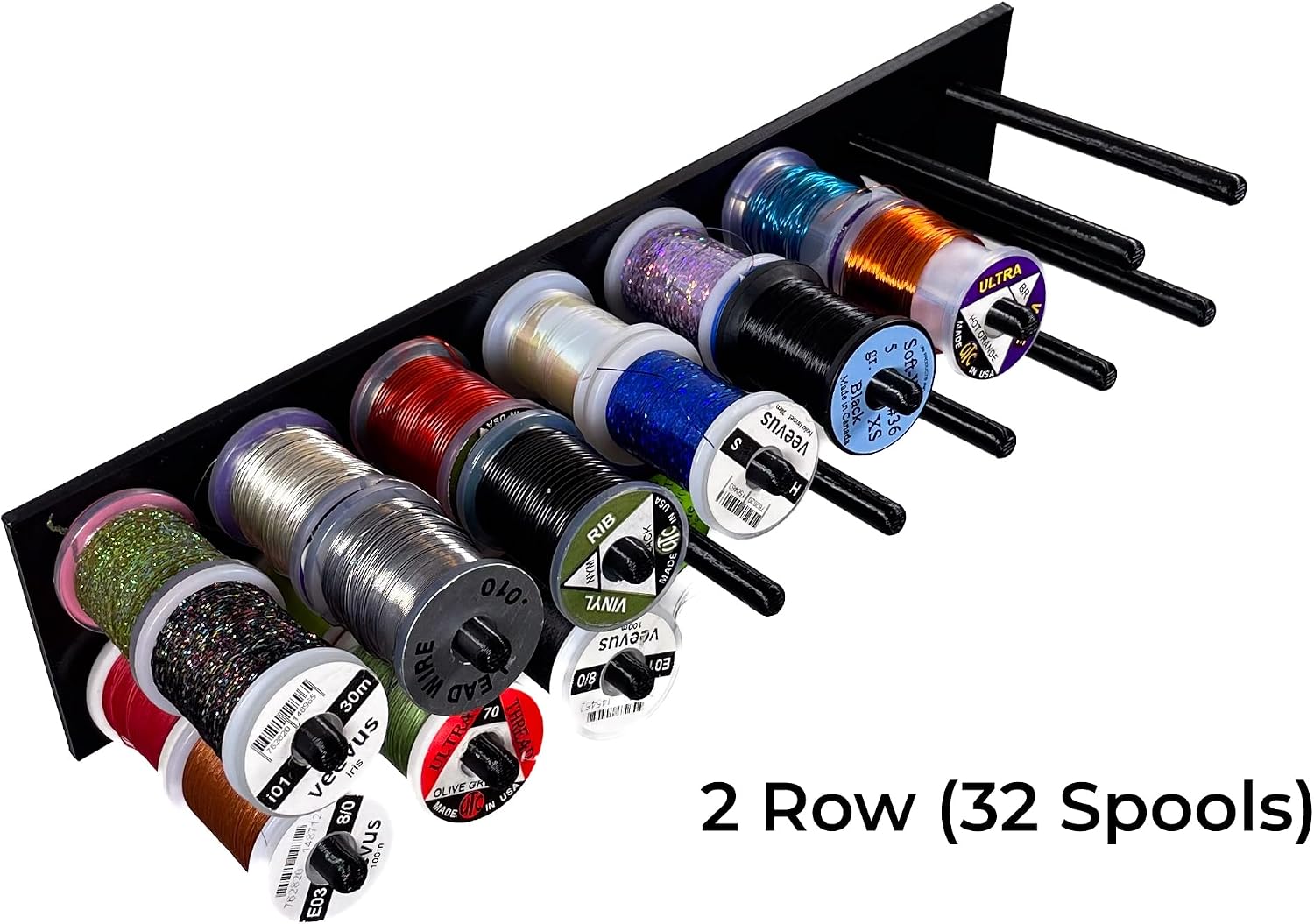 Fly Tying Thread Spool Holder Wall Mount – Spool Organizer for Wall – Thread Storage Rack for Fly Tying Station – Made in USA