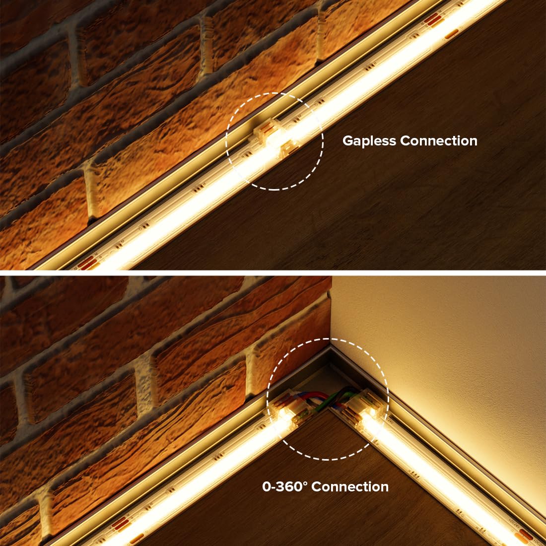 FCOB COB RGBW LED Streifen RGB+WW(2700K) 896LEDs/M 3M 24V CRI90+ Uniform Mehrfarbig Dimmbar LED Licht mit 5pin 12mm transparente Connector