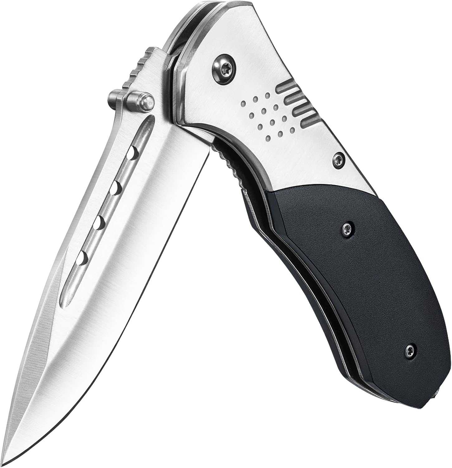 Pocket Folding Knife - 3.46" Sharp Blade Tactical Pocket Knife with Clip, Glass Breaker - EDC Knives for Men Dad Women Hunting Survival Camping Fishing Hiking, Black