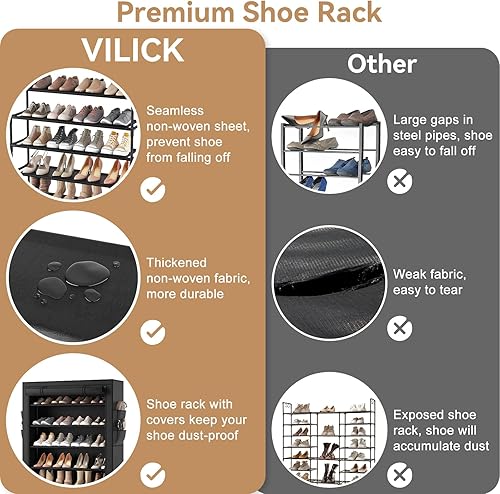 Miniatura 7 de Zapatero con tapa, organizador de zapatos de 5 niveles para 20 a 24 pares de zapatos y botas, estante grande de almacenamiento de zapatos, estante