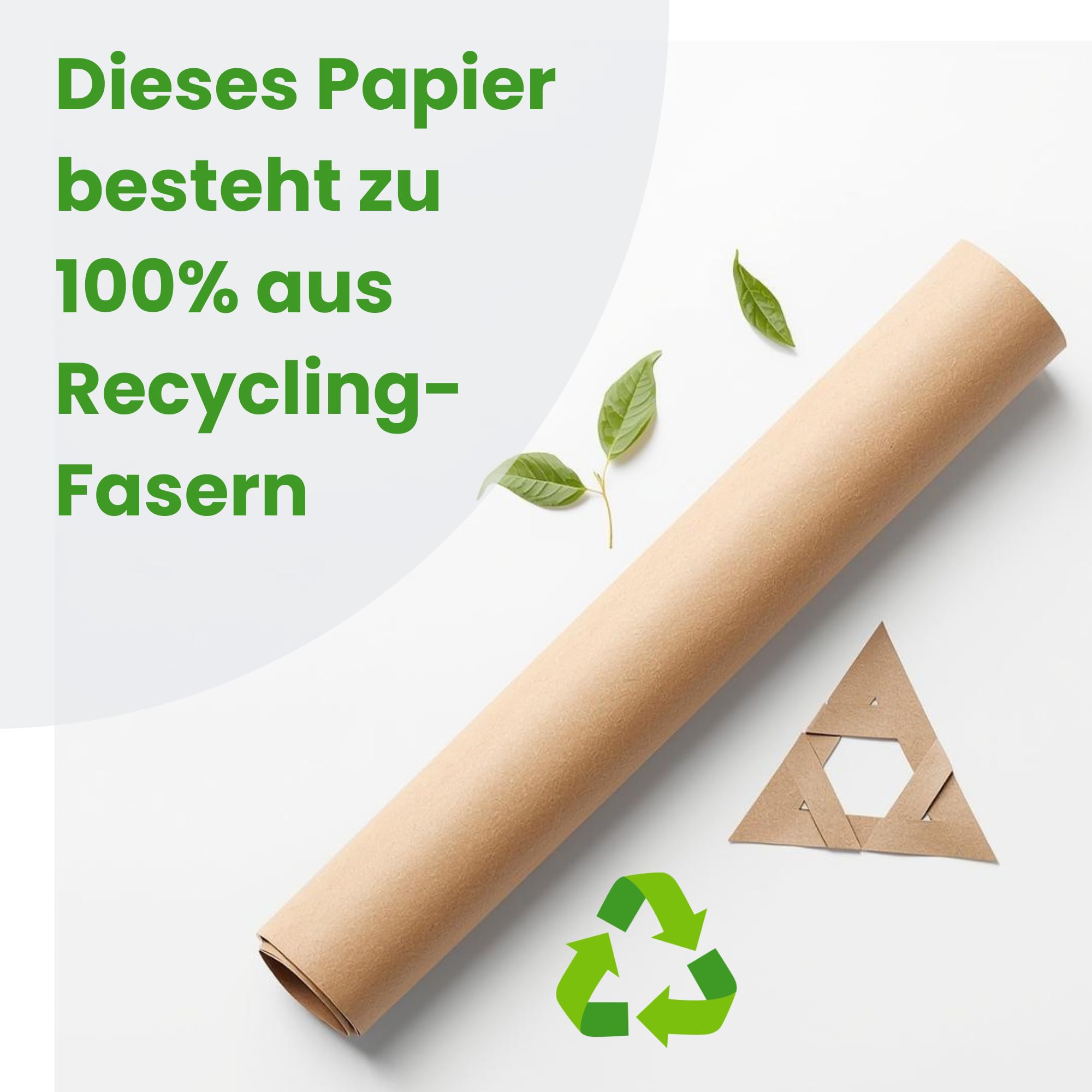 Packpapier Rolle 100cm x 10m - 100% Recycling Verpackungspapier, nachhaltige Kraftpapier Rolle ohne Hülse. Einpackpapier perfekt für Umzug, als Geschenkpapier, Blumenpapier oder für DIY-Projekte.