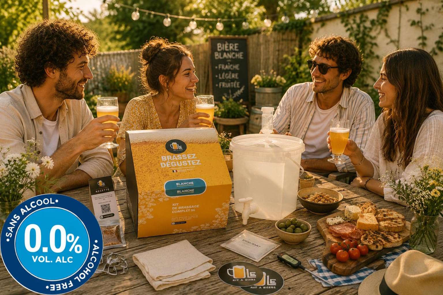 Kit de Brassage Complet bière Blanche sans Alcool Maison | 5 litres | 0,0% Vol. | Idée Cadeau kit Fabrication bière Maison