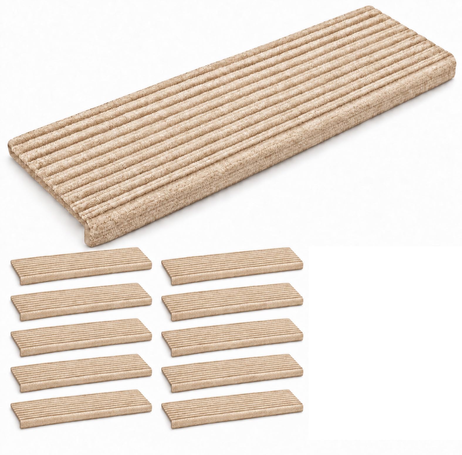 BREEZENEST 10pcs Stair Pads – Non-Slip Carpet Step Protectors 60x23cm