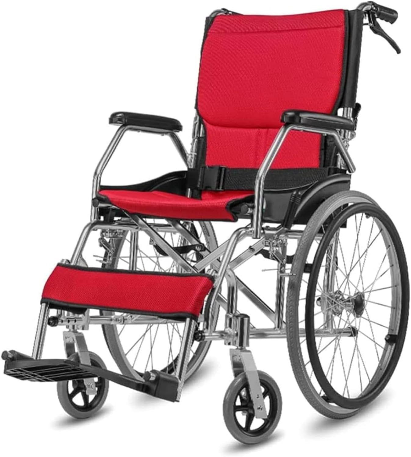 Silla de ruedas de aleación de aluminio ligera plegable transporte silla de ruedas autopropulsada silla de ruedas pedal ajustable silla de viaje para ancianos sillas de ruedas