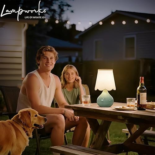 Miniatura 7 de Lámpara de mesa LED inalámbrica de 14 pulgadas de alto con atenuador, lámpara de mesa de noche de cerámica, recargable y brillo de 3 niveles, base