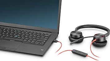 Poly - Blackwire 8225 Wired Headset with Boom Mic (Plantronics) - Dual-Ear (Stereo) Computer-Headset, USB-A to Connect to your PC/Mac, Active Noise Canceling, Works with Teams (Certified), Zoom & more