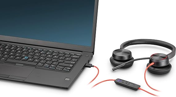 Poly - Blackwire 8225 Wired Headset with Boom Mic (Plantronics) - Dual-Ear (Stereo) Computer-Headset, USB-A to Connect to your PC/Mac, Active Noise Canceling, Works with Teams (Certified), Zoom & more