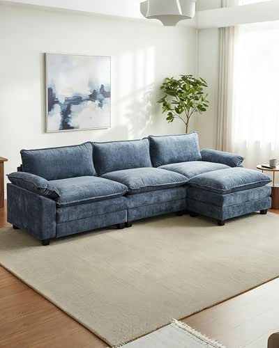 Karl Home Modular Deep Seat Sofa Couch with Ottoman, Chenille
