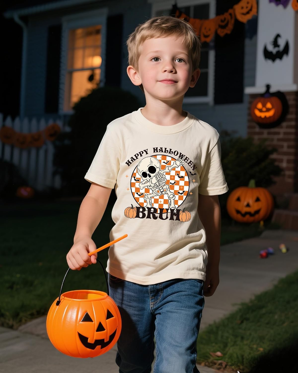 Halloween Shirts for Boy Girl Pumpkin Ghost Graphic Tshirts Cotton Short Sleeve Tee 2-12 Years