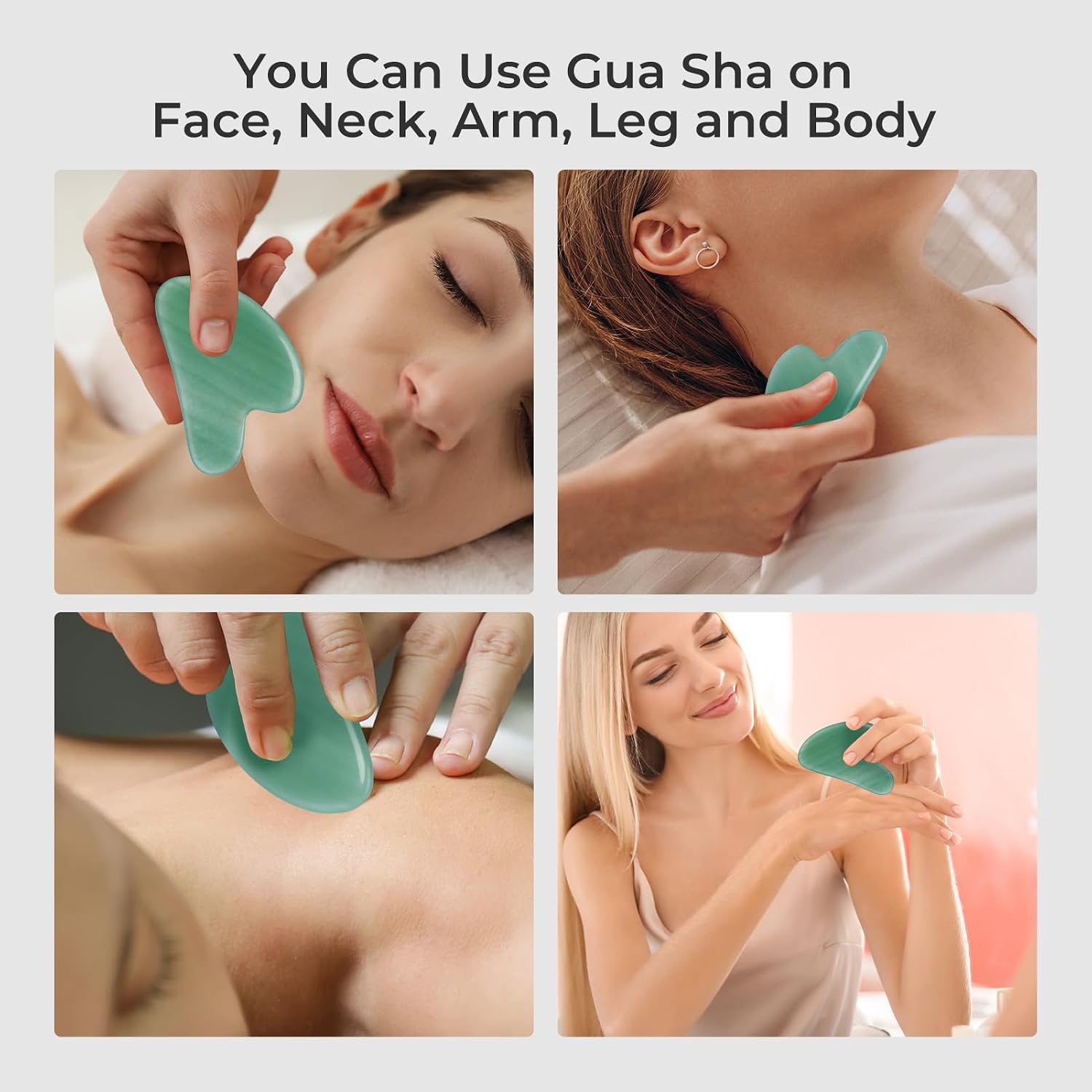Jade Gua Sha Tool for Face & Body - Natural Stone Facial Massager for Lymphatic Drainage, Face Sculpting & Muscle Relaxation, Women's Skincare & Wellness guasha0202