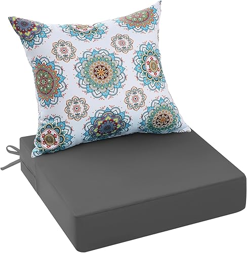 PrimePatio Juego de cojines para sillas de exterior para muebles de jardín, cojines de exterior para muebles de patio, 24 x 24 pulgadas,