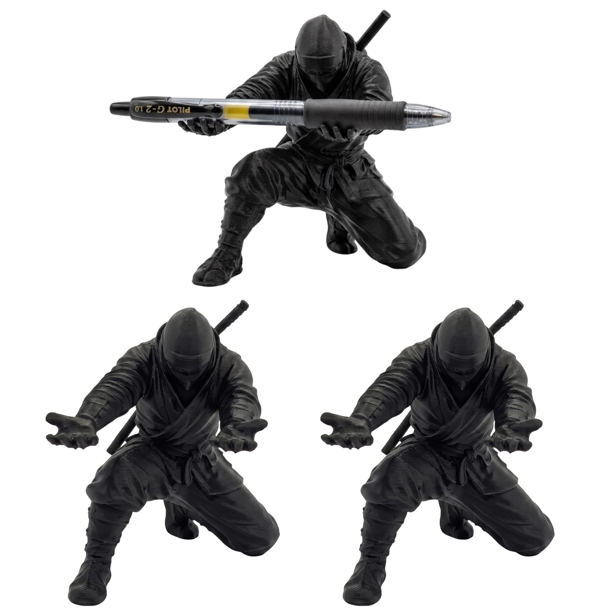 3 Ninja Pen Holders with Creative Design – 3D Printed Desk Storage Rack
