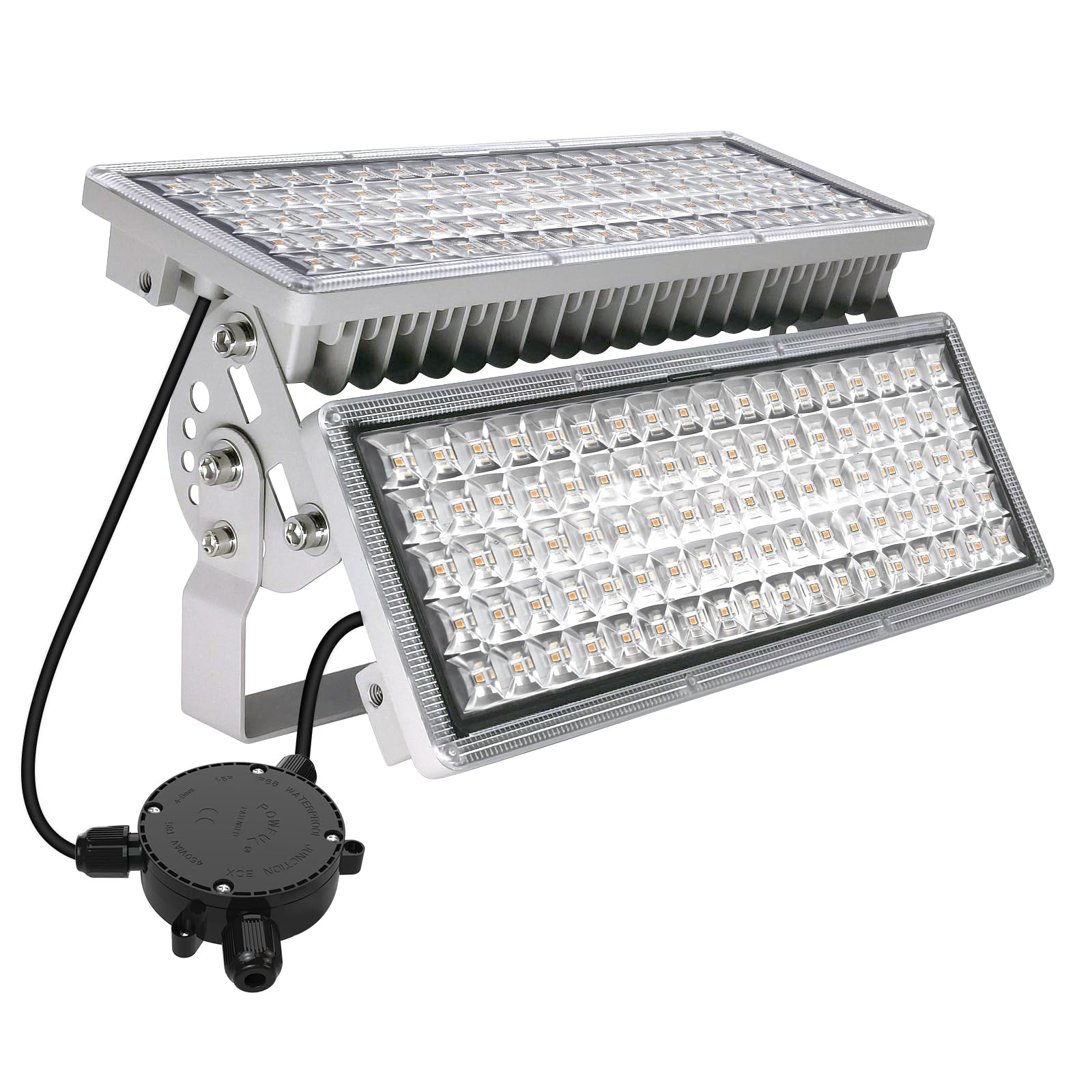 Reflektor zewnętrzny LED 200 W, 28000 lm, do użytku na zewnątrz, super jasny, 3000 K, ciepła biel, IP67, wodoszczelny, z regulowanym kątem, do ogrodu, na boisko sportowe, taras