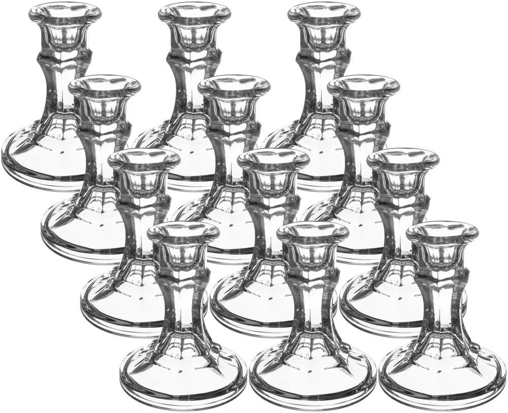 Southern Homewares Glass Candlestick Holders Sturdy Clear Candle Stand Home Decorations Make Redneck CS-12PK Wine Glasses, 12 Pack