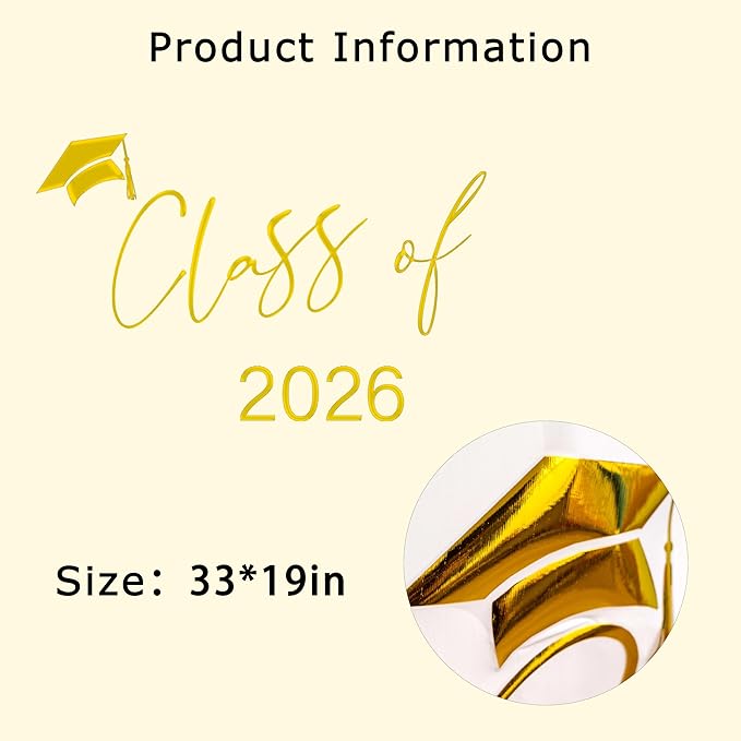 Calcomanía Dorada Clase de 2026 - Decoración para Fiesta de Graduación miniatura 3