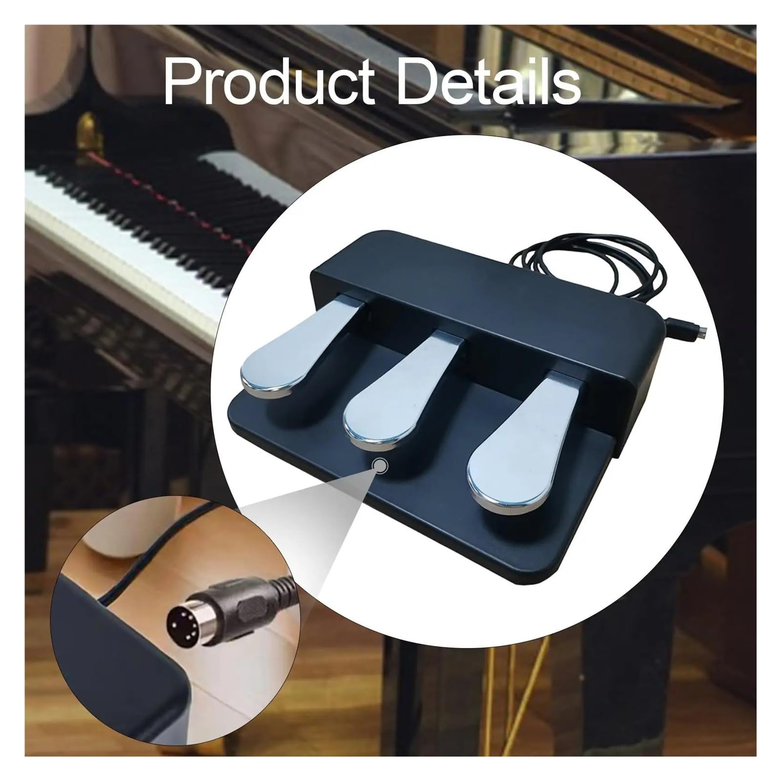 3 Pedaleinheit Soft Sostenuto Sustain Portable High Part Direkter Ersatz for E-Pianos Keyboards