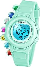 SOCICO Kinder Digitaluhr wasserdicht bis 50M mit 7 Farben Alarm Stoppuhr