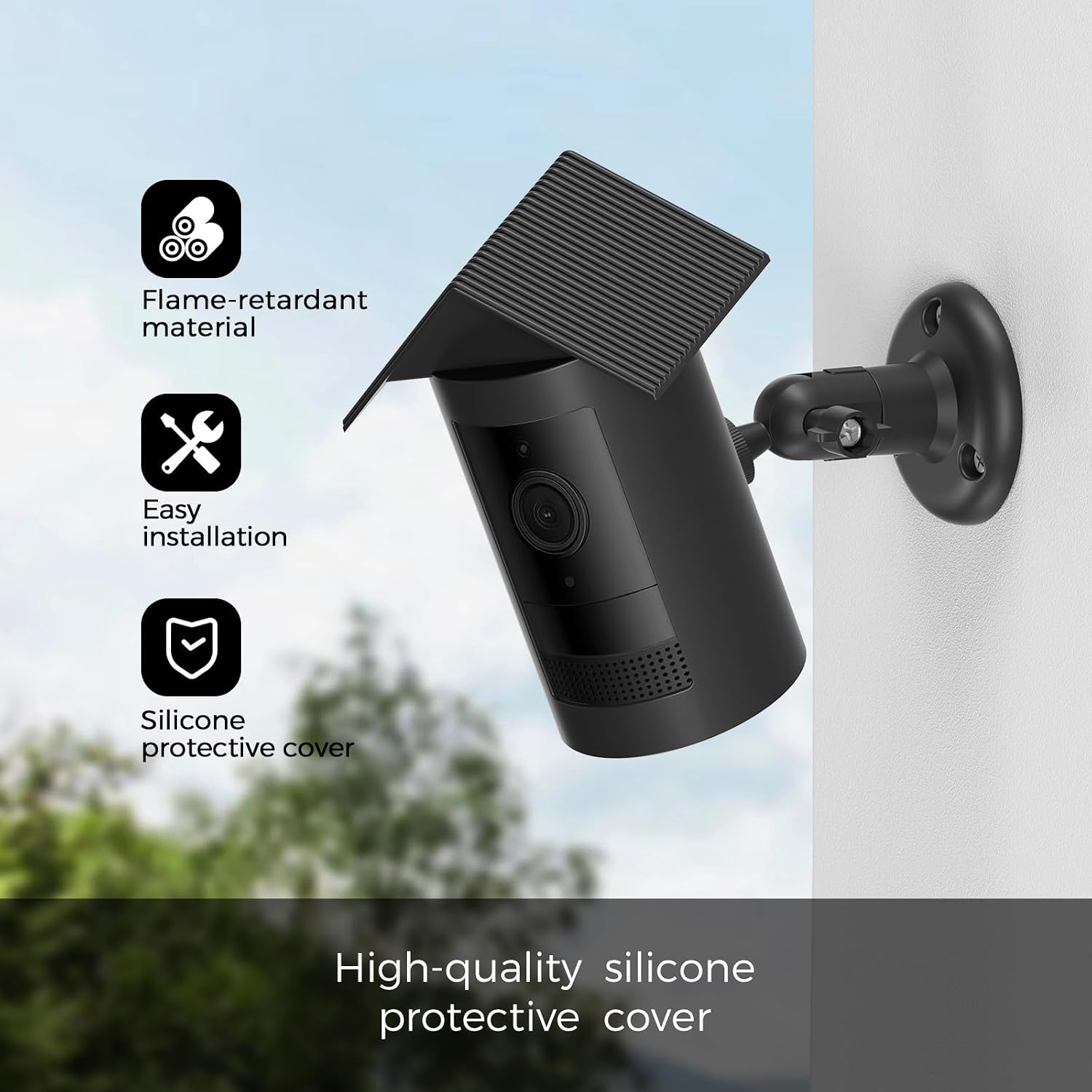honecumi Ring Outdoor Cam Plus 2025 Silicone Case - Weatherproof Cover with Sun Visor, UV-Resistant & Dustproof, Anti-Glare Camera Protective Case for Ring Outdoor Cam Plus Battery, Black image 4