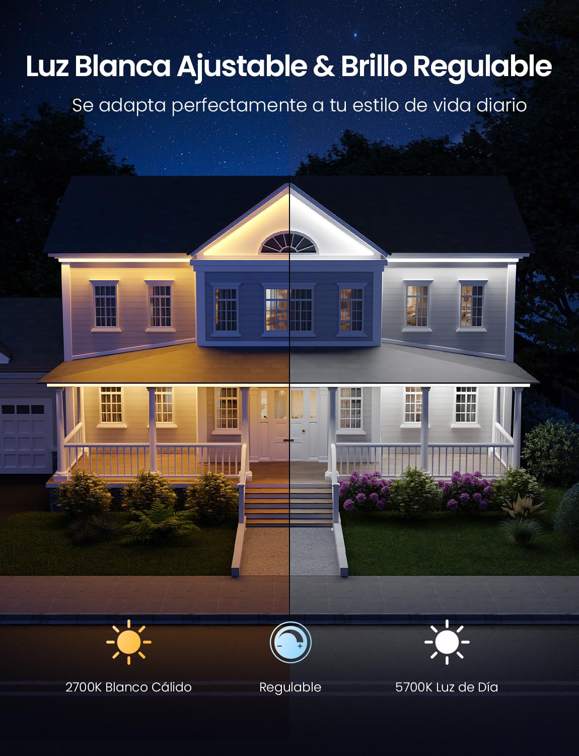 Lepro SW1 AI Tira LED 5M, Luces LED WiFi Exterior, RGB+CCT Control de App, Control Segmentado Inteligente, Music Sync, Funciona con Alexa y Google Assistant, Diseñador de Iluminación AI Personalizado