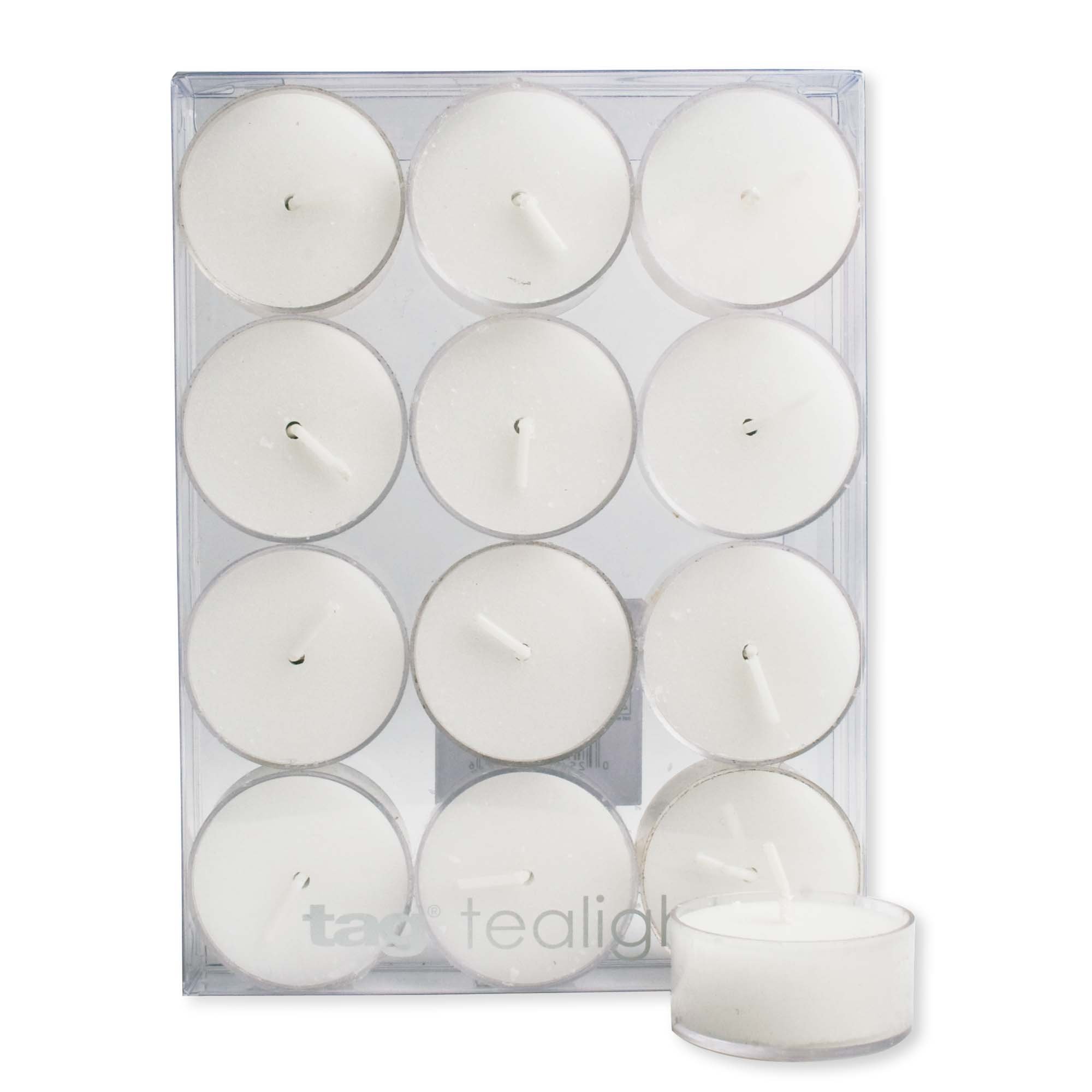 TAG - Basic Tealight Candles, Perfect for Adding a Little Light to Any Room, White, Set of 12