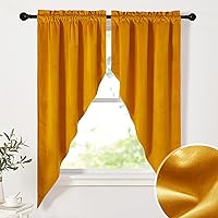 Vista 70 de NICETOWN Cortinas elegantes con caída de cascada para dormitorio, cortinas con jareta para barra estilo granja para sala de estar, cortinas rústicas