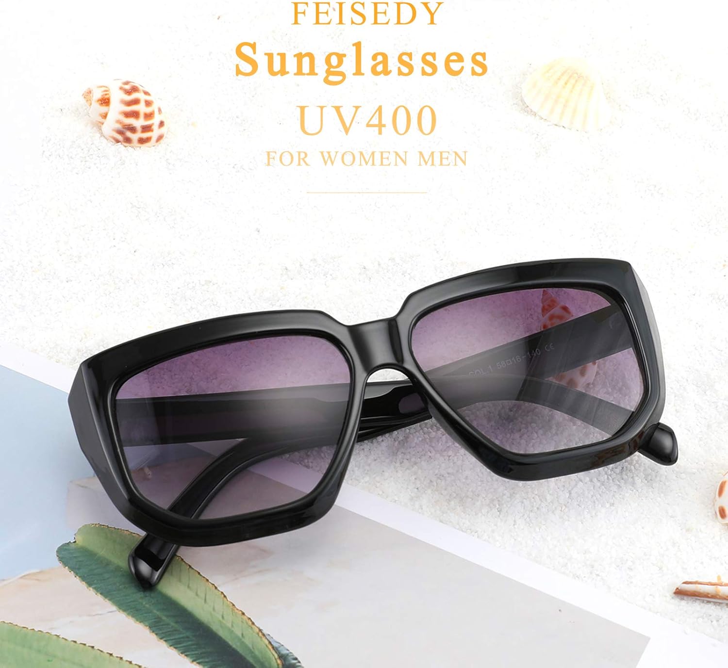 FEISEDY Women Retro Square Sunglasses Trendy Shield Flat Top Shades B2717 - Image 3