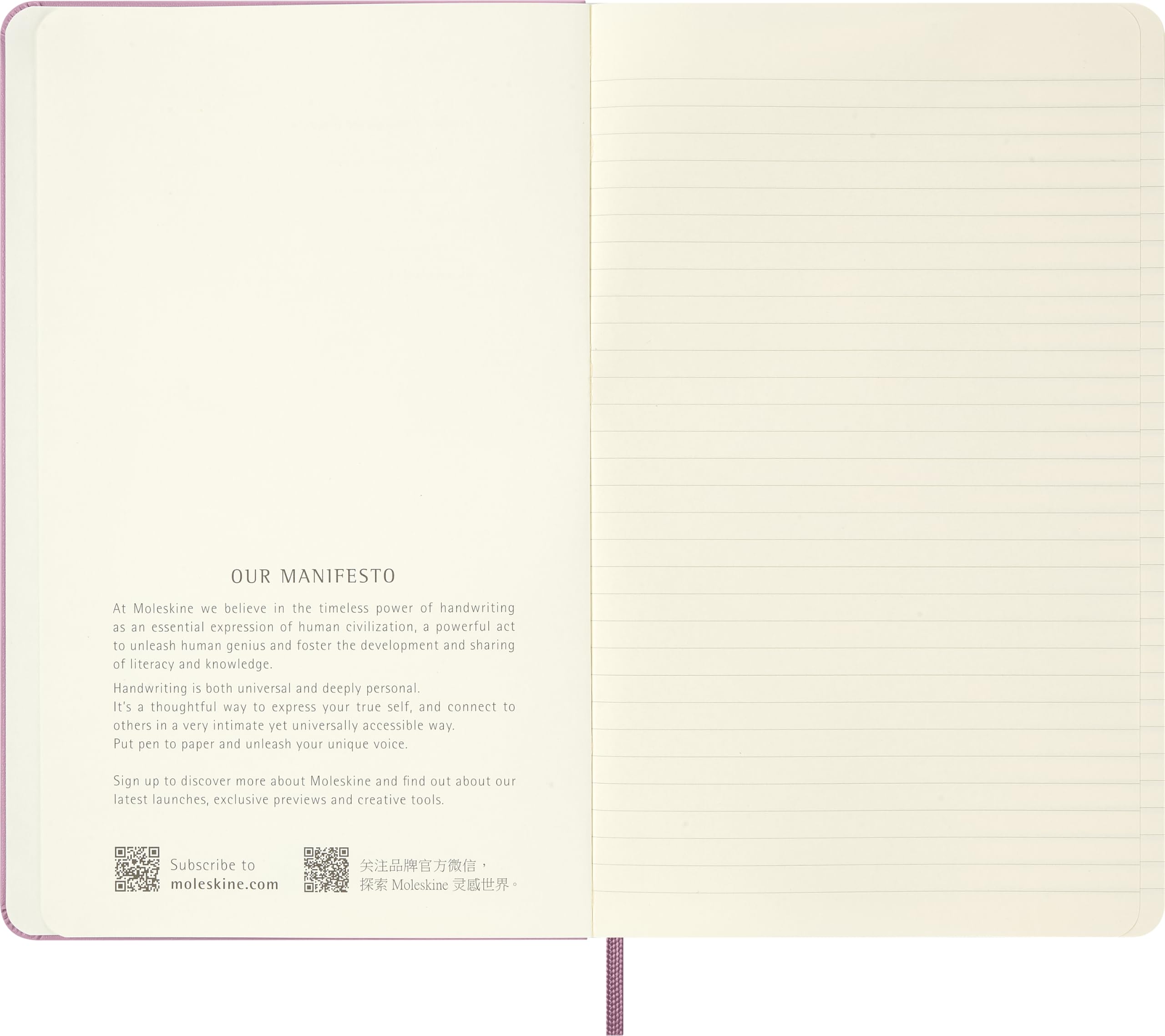 Moleskine Classic Ruled Notebook, With Hard Cover and Elastic Closure, Majestic Pink, Large Format 13 x 21 cm - Image 4