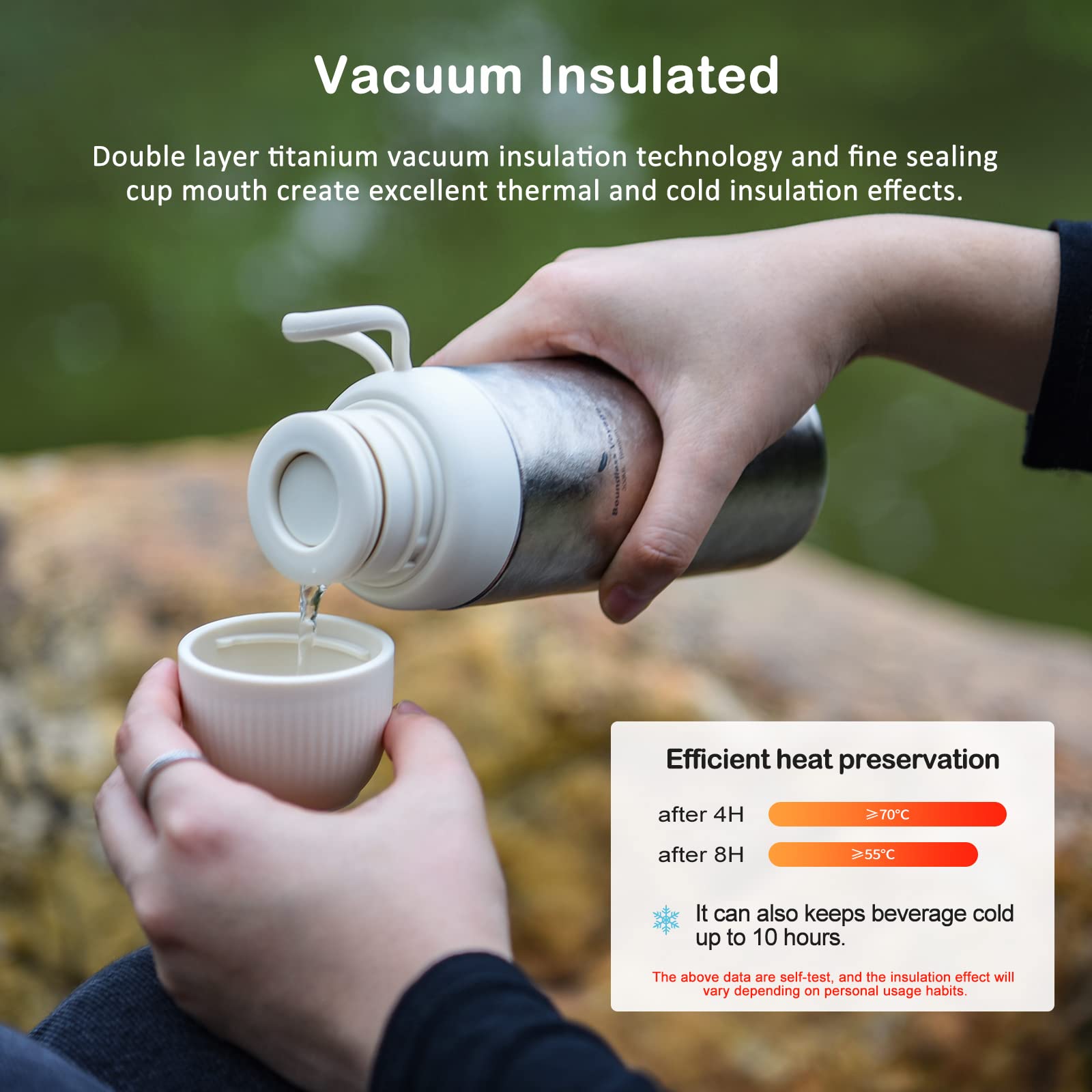 Boundless Voyage Bouteille isotherme en titane - Anti-fuite - Pour le sport, l'école, le fitness, l'extérieur, le camping - Ti3015D