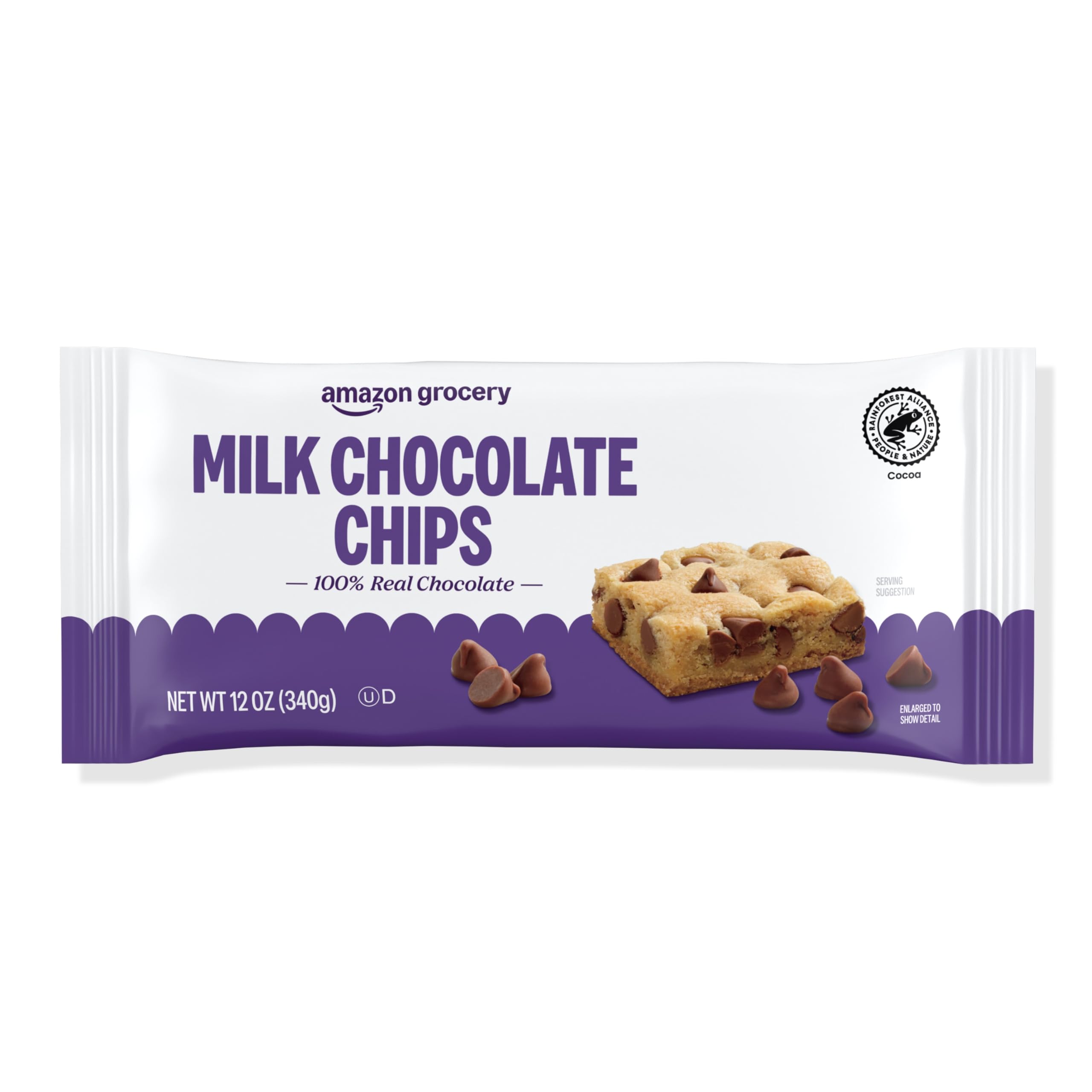 Amazon Grocery, Milk Chocolate Chips, 12 Oz (Previously Amazon Fresh, Packaging May Vary)Rainforest AllianceRainforest AllianceRainforest AllianceRainforest Alliance