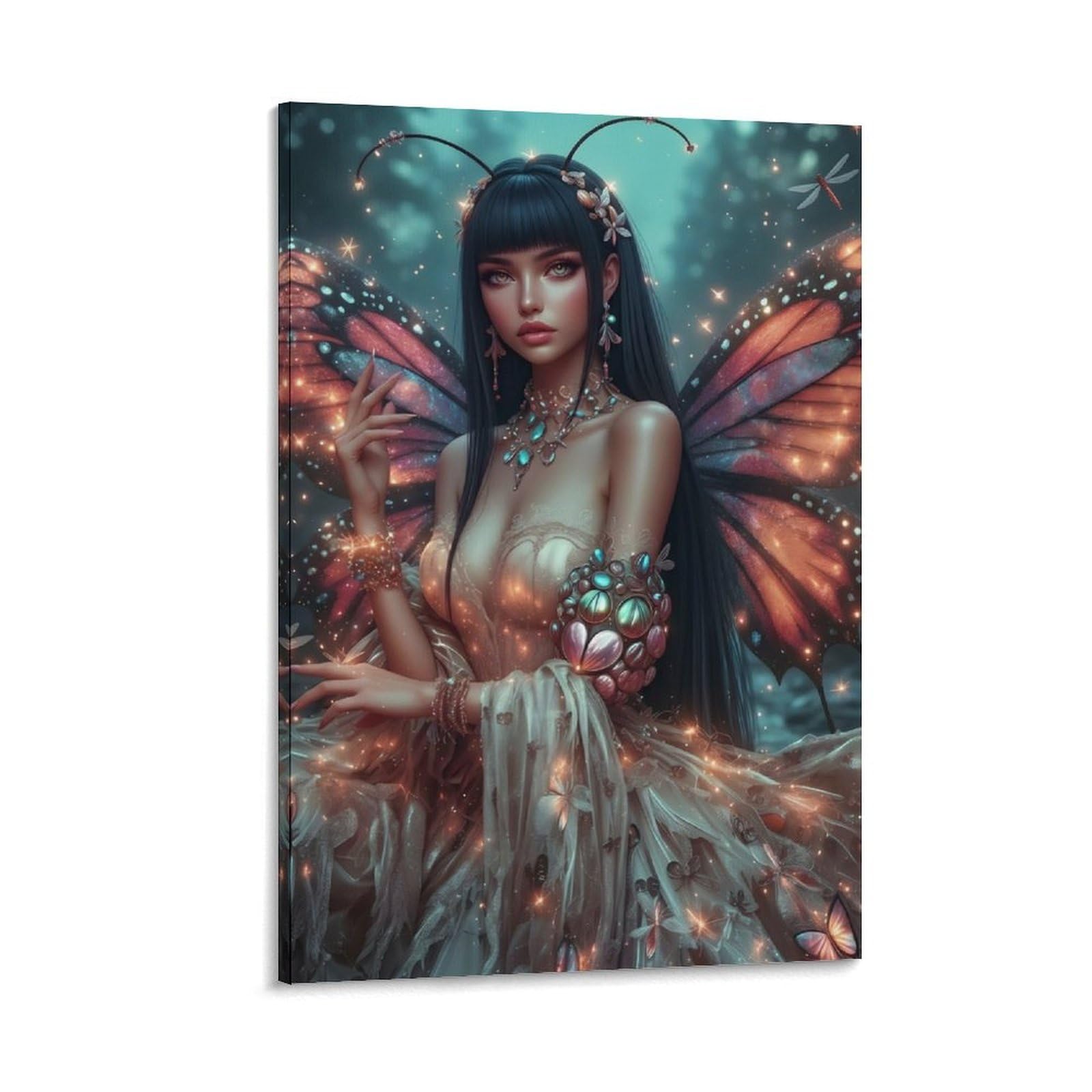 DHBANEIOK Fantasy Butterfly Fairy Poster Artwork Giclee Canvas Prints Modern Wall Art Picture Wall Hanging for Bathroom Wall Decor 20x30inch(50x75cm)