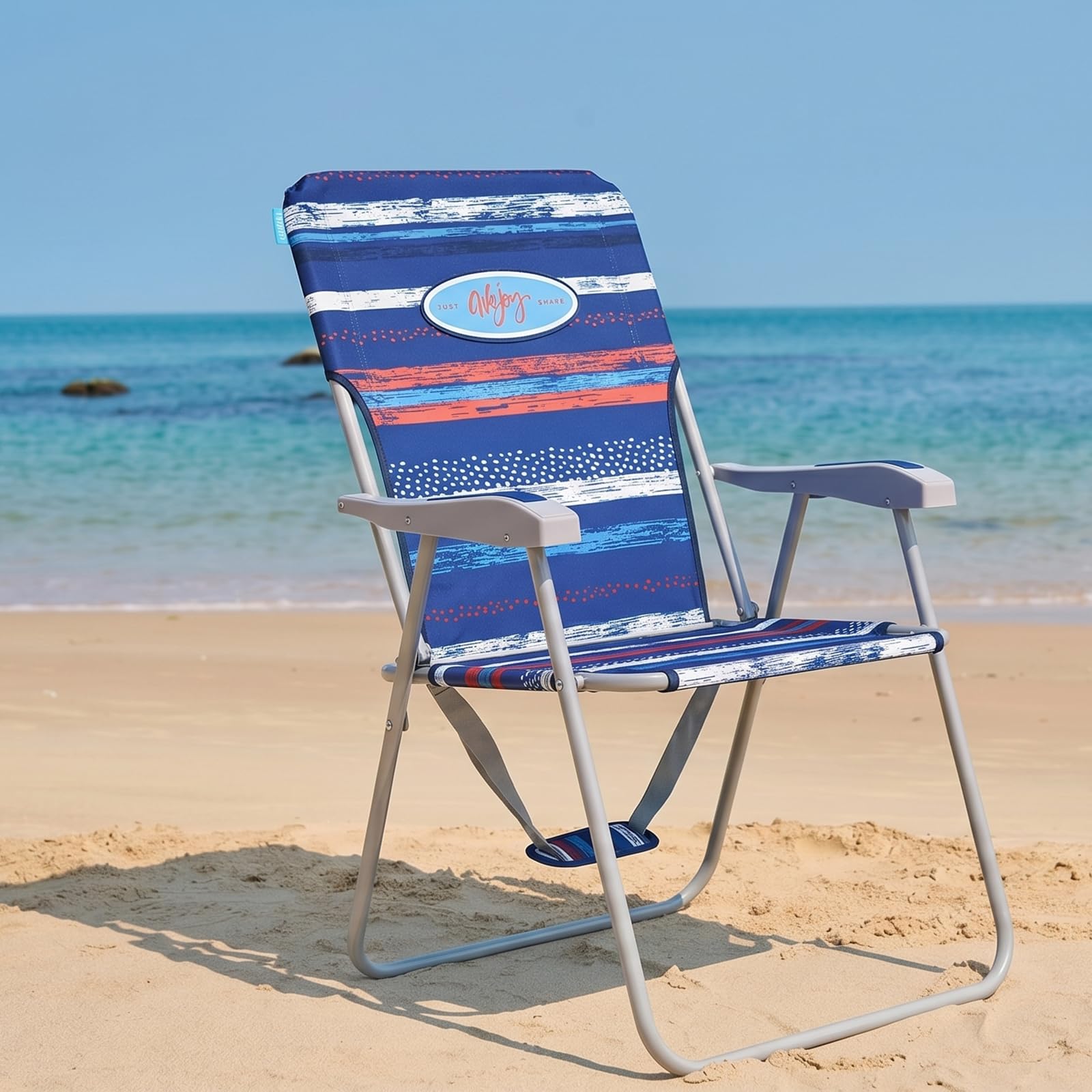 #WEJOY Sedia da Spiaggia Pieghevole, Sedia da Mare Leggera con Schienale Alto Portatile con Tracolla, Spiaggina Mare Sedia da Campeggio Esterno Giardino Picnic Piscina, 1/2 Pezzi