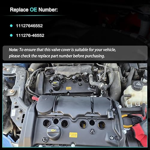 Miniatura 3 de Kit de cubierta de válvula N18 para motor Mini Cooper S 2011-2016 L4 1.6L R55 R56 R57 R58 R59 R60 R61, repuesto OE 111276-46552