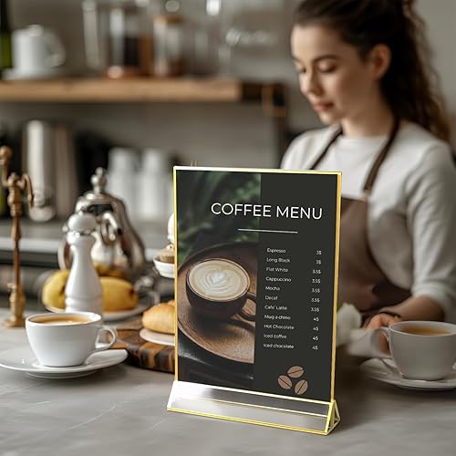 Miniatura 30 de UNIQOOO Soporte acrílico transparente con borde dorado Paquete de 6, 6 x 4 pulgadas, marco de doble cara, vista del paisaje, perfecto para soporte