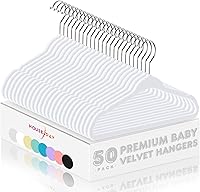 Vista 14 de HOUSE DAY Perchas de terciopelo para bebés de 11 pulgadas, paquete de 50 unidades, color gris, perchas de alta calidad para niños, ropa de bebés