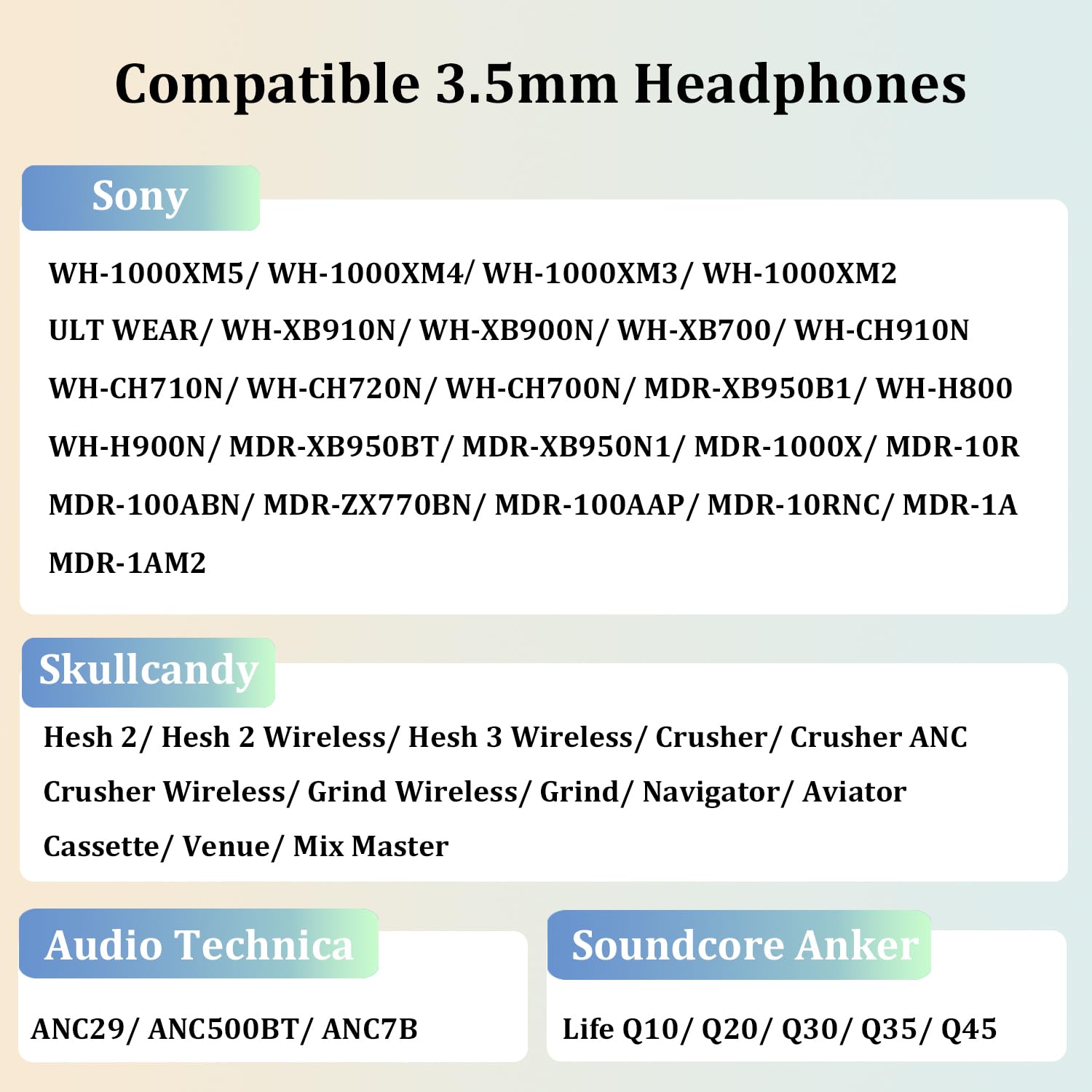 Replacement Audio Cable for Sony Headphones 3.5mm to 3.5mm Aux Cord Compatible with Sony WH-1000XM5 WH-1000XM4 WH-1000XM3 WH-CH720N ULT WEAR WH-CH710N WH-XB910N with in-line Mic & Volume Control