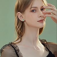 Vista 4 de Jade Earrings Studs,Green Jade Earrings for Women,925 Sterling Silver Earrings Studs for Sensitive Ears,Handmade Jade Earrings for Birthday