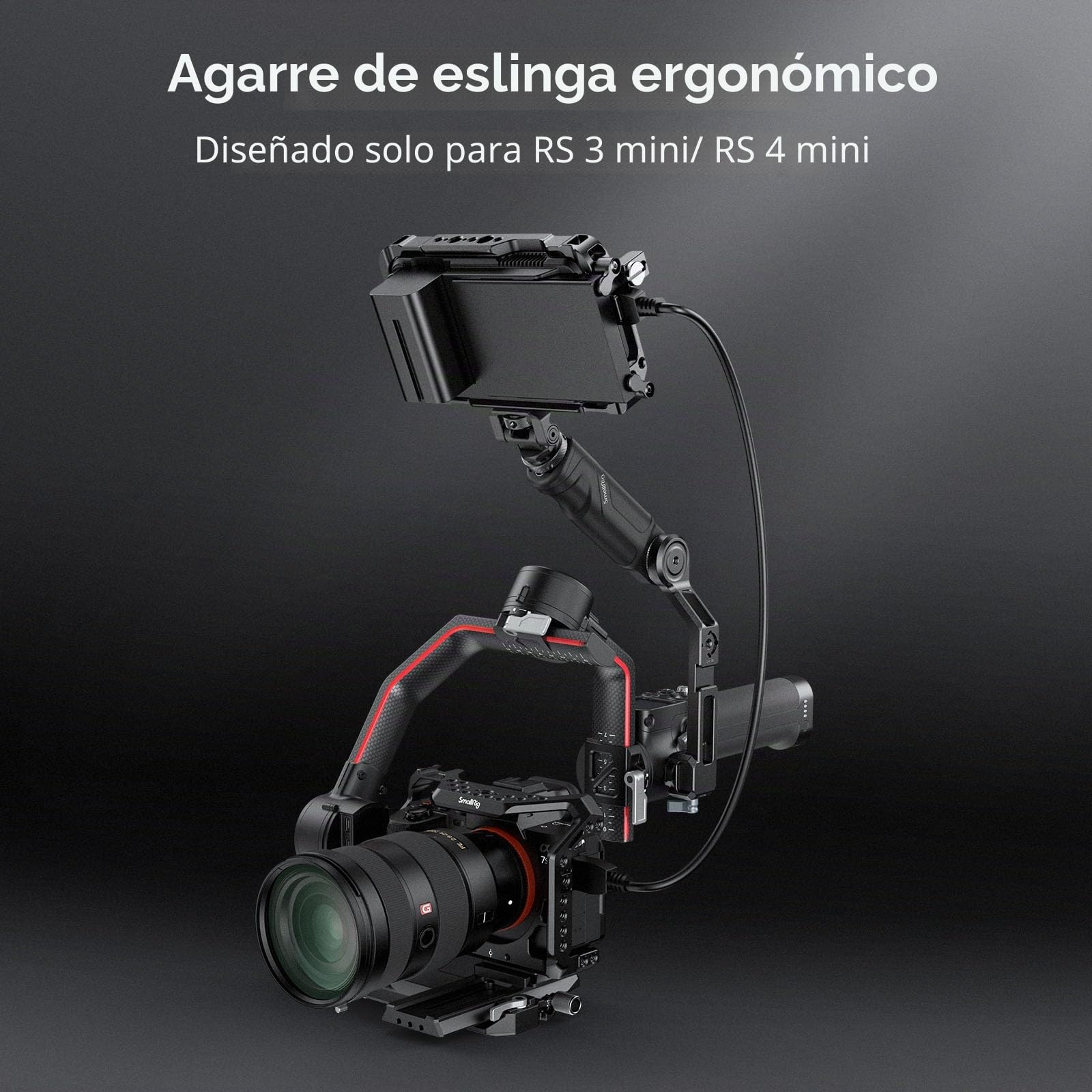 SMALLRIG Plástico Ligero Mango Ajustable Sling Handgrip Solo para DJI RS 4 Mini RS 3 Mini Gimbal Handheld Stabilizer, con NATO Clamp y Soporte de Zapata - 4197B