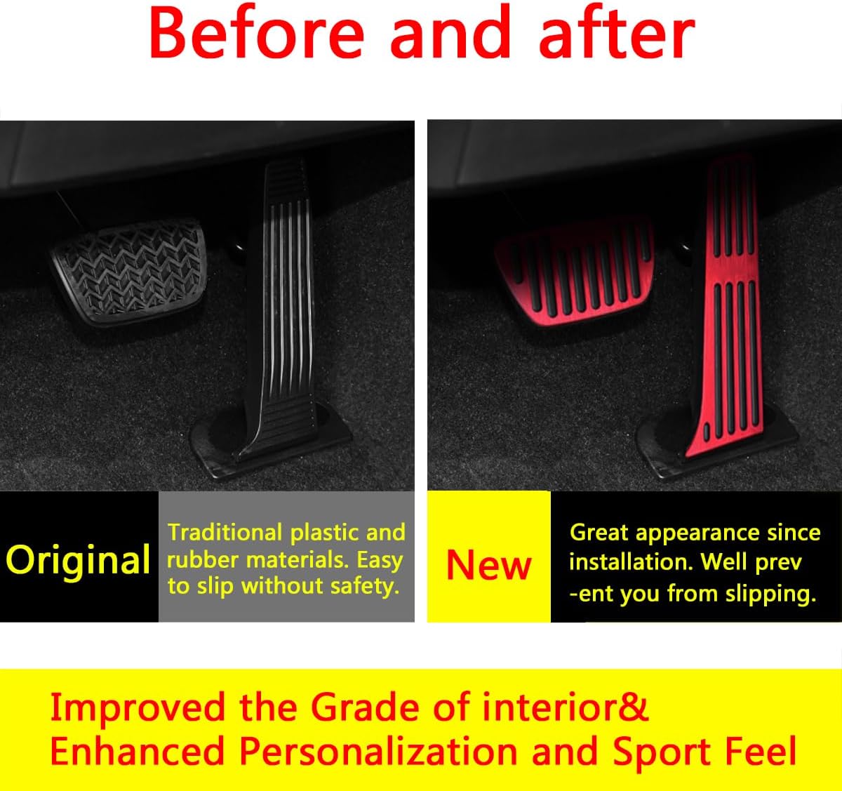 Accelerator Gas Brake Pedal Cover Compatible for Toyota Camry 2018-2021, for RAV4 Avalon 2019-2021, for Highlander 2020-2022, Compatible for Lexus ES 2019-2021, for LS 2018-2020 Accessories