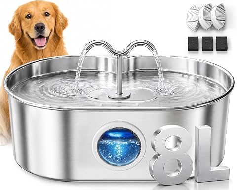 Dog Water Fountain, 270 oz / 2 Gallon Stainless Steel Automatic Water Dispenser 