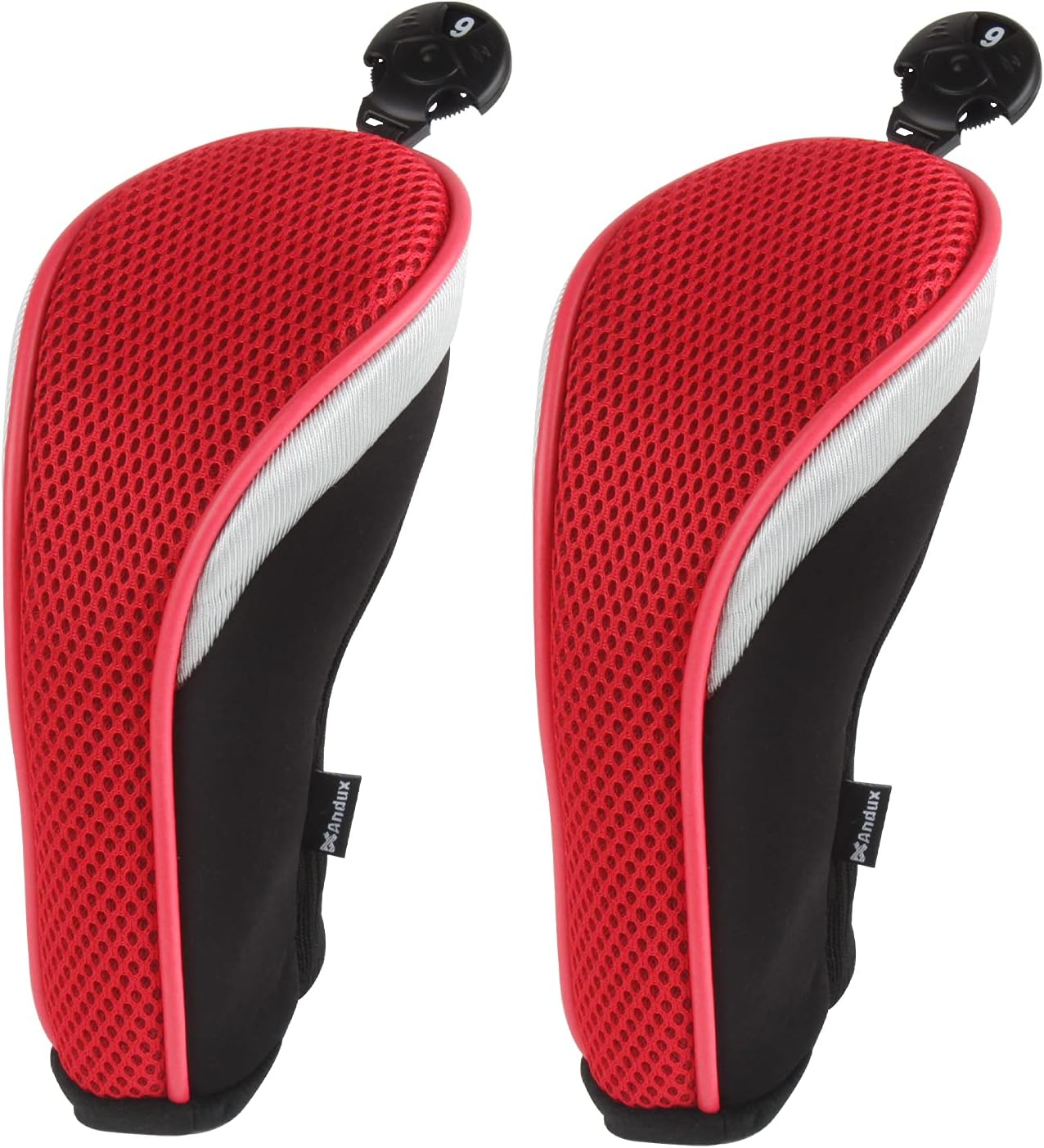 Andux Pack of 2 (All the Same Size) Mesh Golf Hybrid Club Head Covers with Dial No. Tags