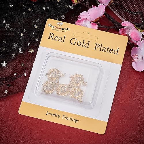 Miniatura 6 de Beebeecraft 6 dijes de corazón sagrado chapado en oro de 18 quilates, circonita cúbica mexicana Milagros con forma de amor, dijes con anillo de