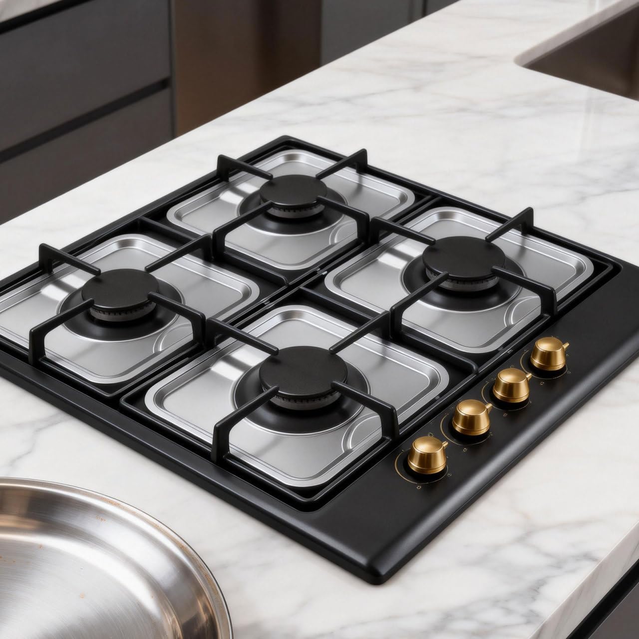 VOSAREA 4pcs Stainless Steel Square Gas Stove Burner Covers Gas Range Drip Pans Stove Top Burner Protectors For Home
