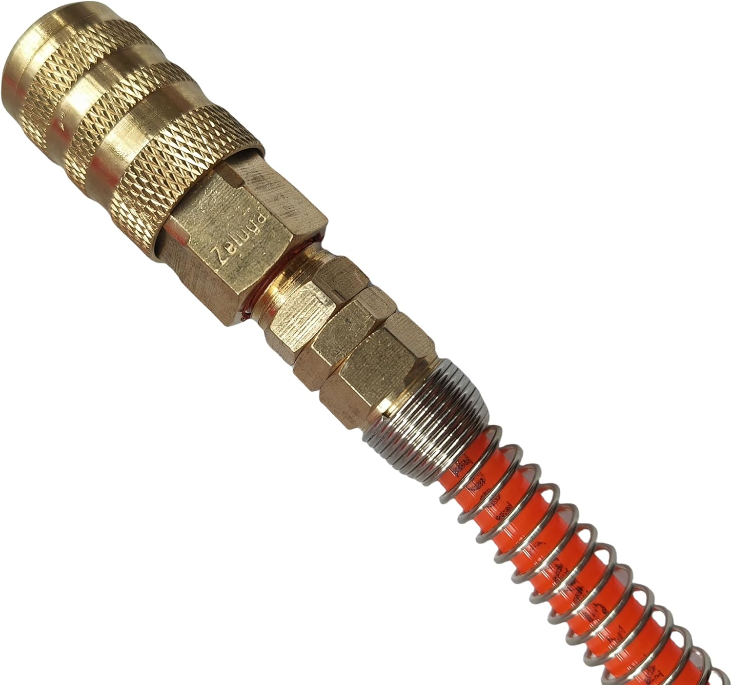 Zeluga 21-342 Polyurethane Non-Transparent and Without Wire Reinforced Air Hose 1/4in. x 100 Feet with Fittings, Extremely Light Weight, Orange