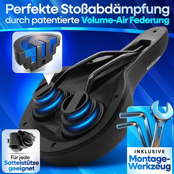 NEXTCOVER® Fahrradsattel - Das Original - mit Memory-Foam 3.0 I maximaler Fahrkomfort I ergonomischer Fahrrad Sattel für Damen & Herren I Fahrradsattel Herren bequem, Sattel Damen bequem weich - 3