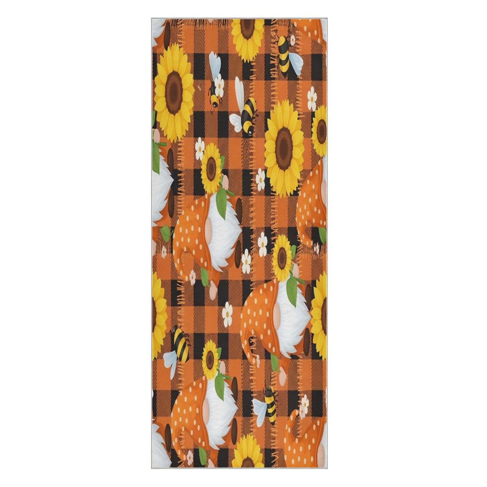 BURSTDDY Sunflower Gnome Hot Yoga Towel Absorbent Non Slip Yoga Mat Towel