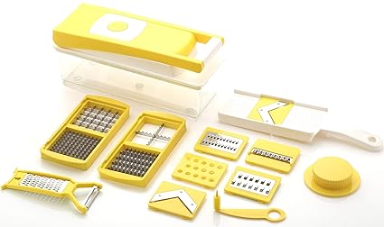 Ambition Multipurpose Vegetable and Fruit Chopper, Cutter, Grater, Slicer (15 in 1) (Yellow)