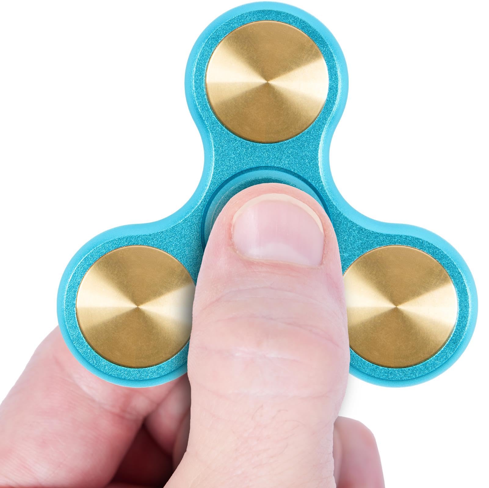 Bopster Metalowy Spinner | Poręczny Tri-Fidget-Spinner dla dzieci i dorosłych | 4+ minuty czasu obrotu, 73 g | Gładka zabawka biurkowa do radzenia sobie ze stresem i koncentracji | Niebieski