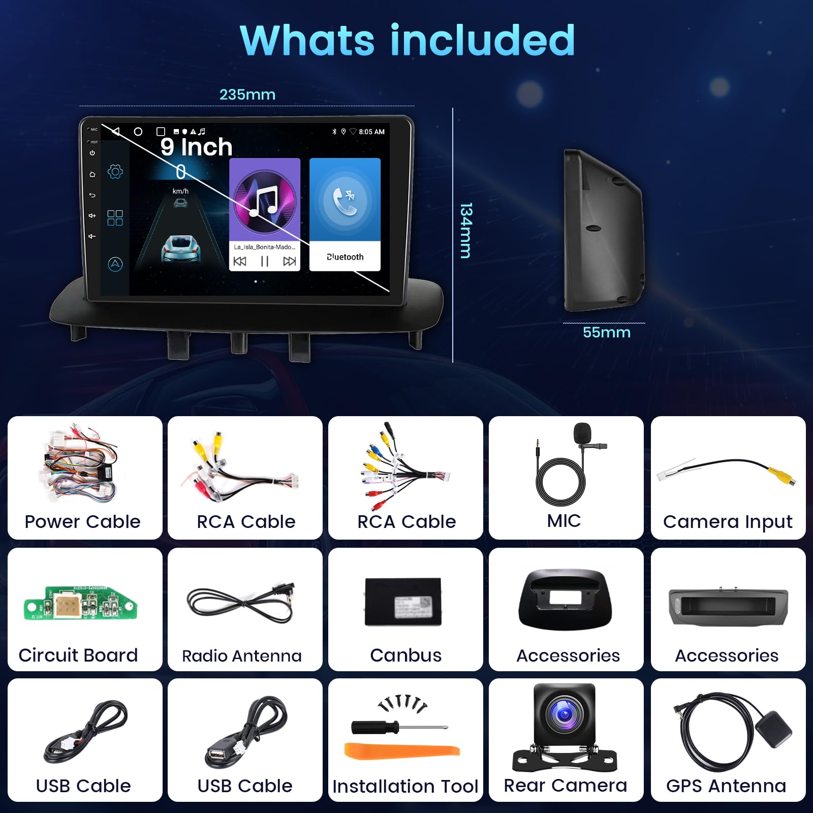 9" Écran Voiture Autoradio pour Renault Megane 3 2009-2014 2+64G | Autoradio carplay voiture avec Android Auto sans fil, Android 15, Bluetooth /GPS/Caméra de recul/FM/WiFi, SWC 26UI