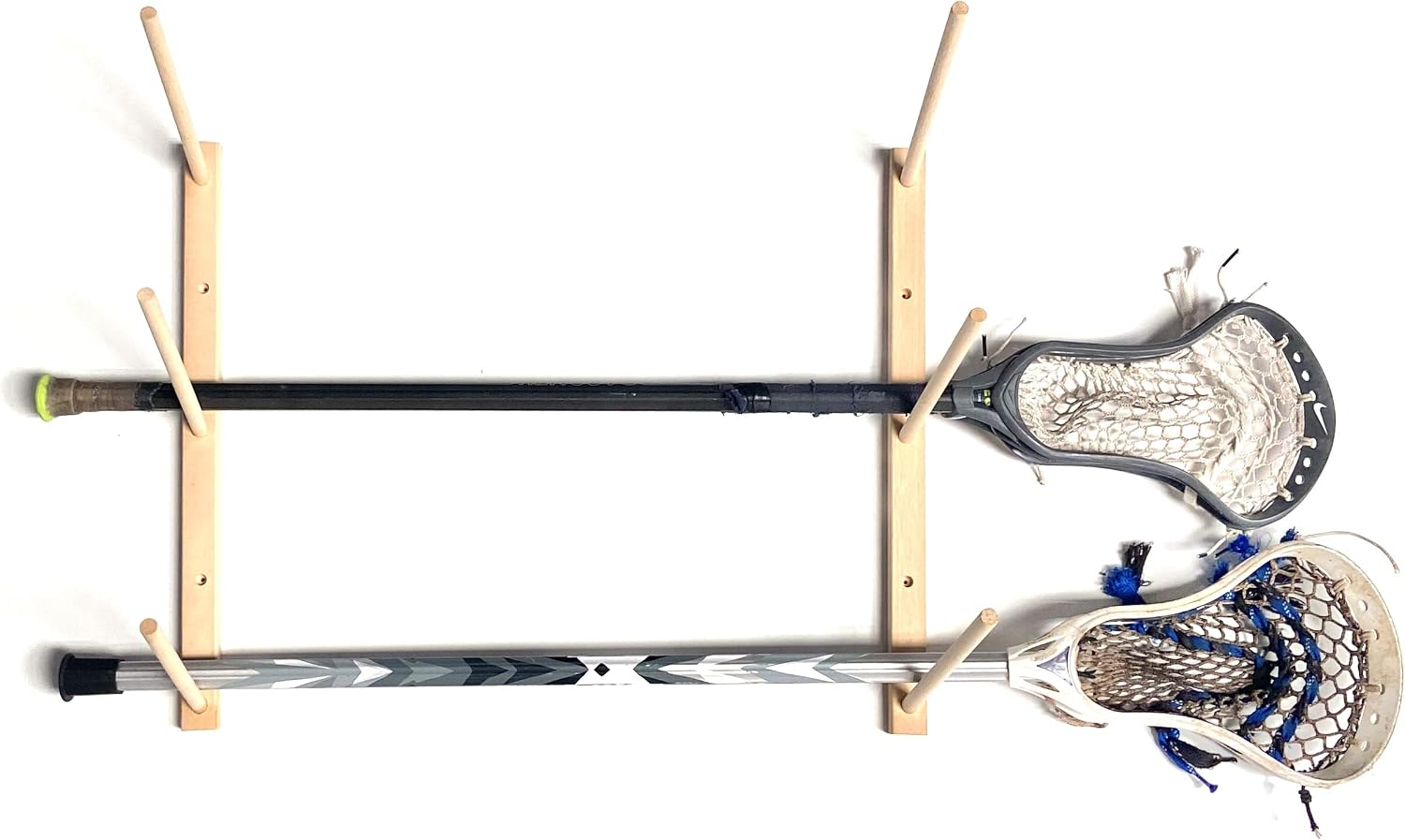 Sports Utility Rack Holder Display Baseball Softball Bats Lacrosse Hockey Sticks Wood