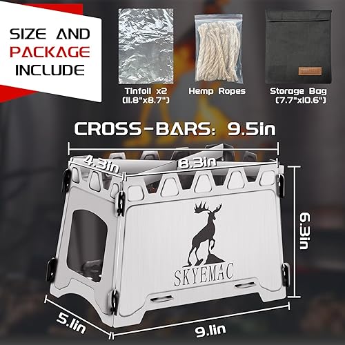 Miniatura 2 de Estufa de leña para acampar portátil  Estufa de campamento plegable pequeña Estufa plegable para mochileros de acero inoxidable, estufa plegable